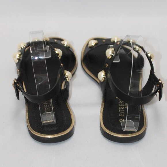 Extreme by Eddie Marc Black Sandals with Golden and Faux Pearl Accents - Picture 4 of 9